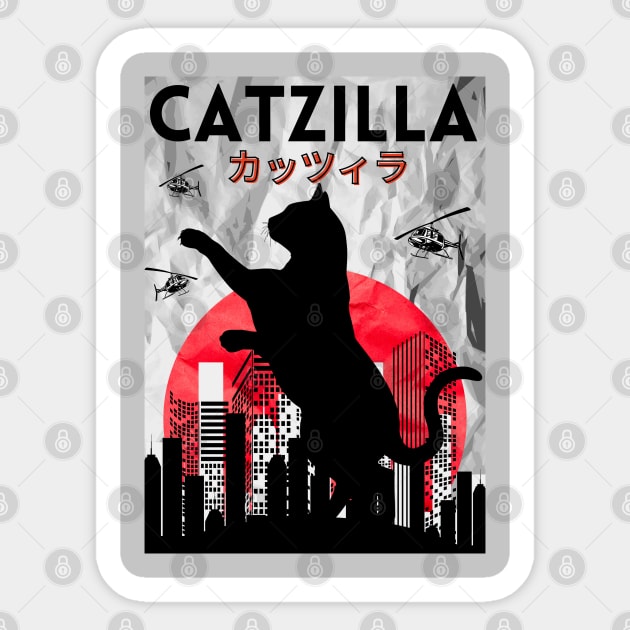 Catzilla Sticker by Prossori